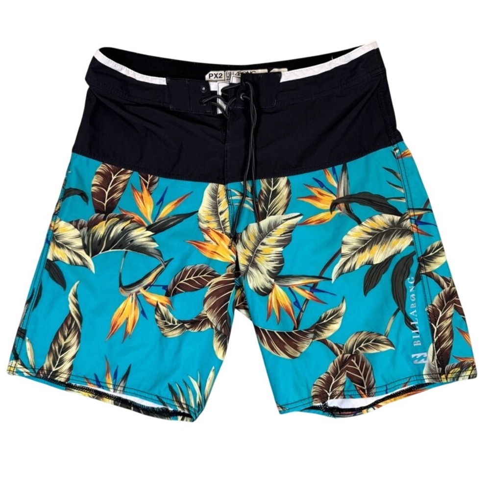Billabong PX2 Platinum X Jack Freestone Board Shorts Teal Floral Mens 33 M1075FL